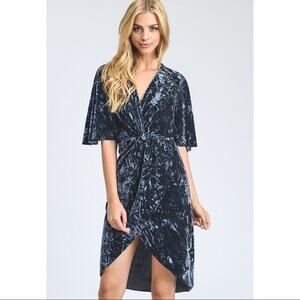 A075 • Crushed Velvet Kimono Wrap Dress